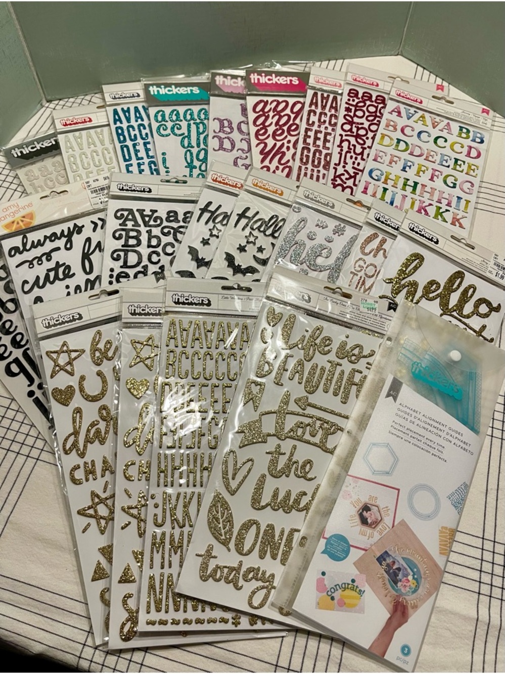 AMERICAN CRAFTS THICKERS Glitter Alphabet & Phrase Stickers - MULTI COLOR NEW